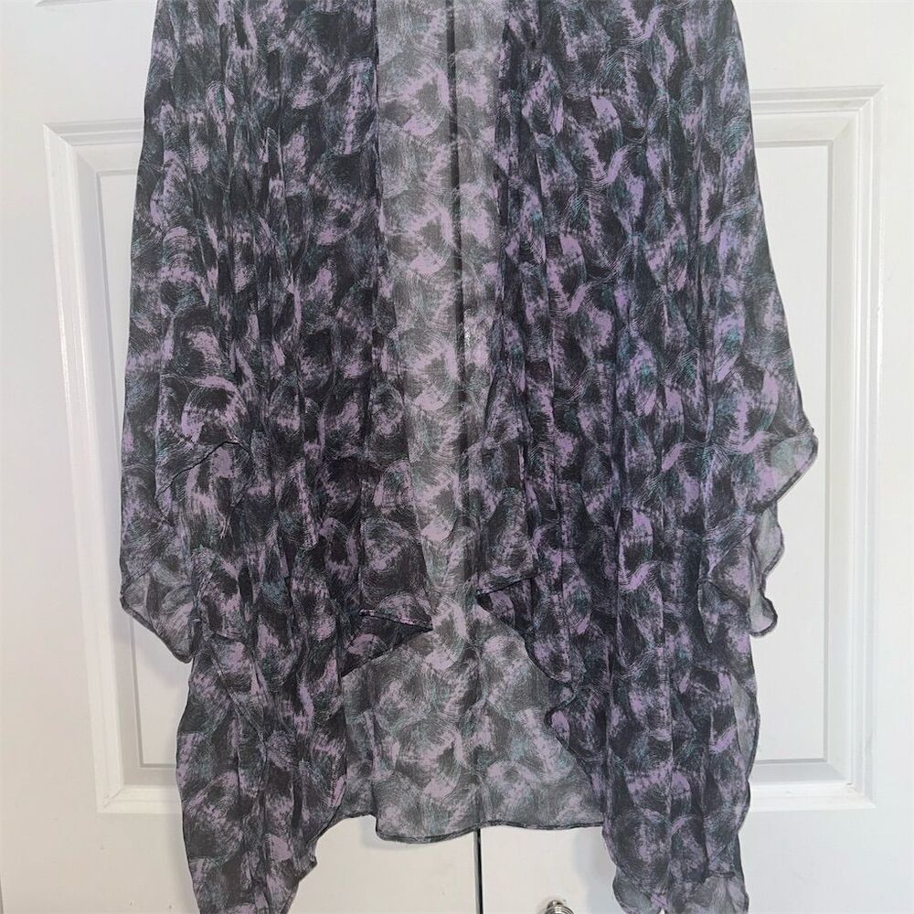 BCBGMAXAZRIA Women's Floral Kimono Jacket Purple Sheer One Size